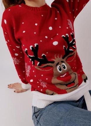Новорічний светр із оленем1 фото