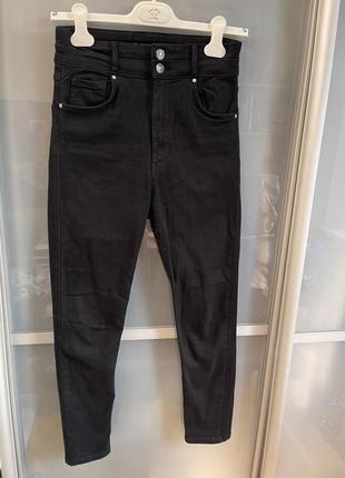 Новые джинсы черные высокая посадка