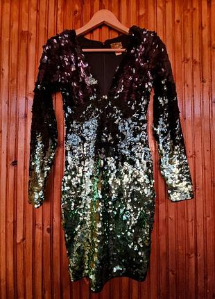 Платье новогоднее мини h&amp;m в пайетки