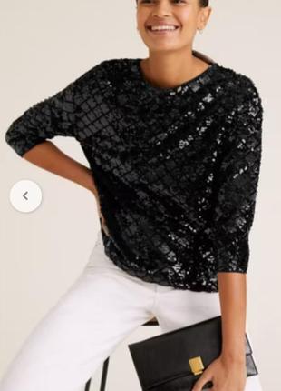 Эффектный свитшот- свитпер-блузка с паетками большой размер батал