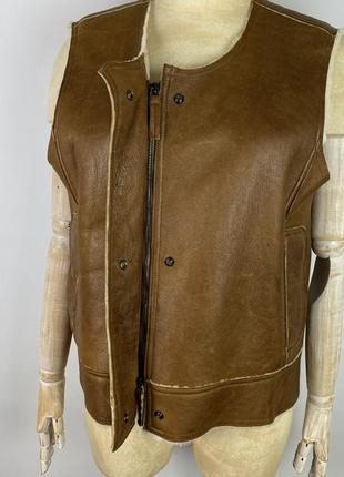 Редкая оригинальная кожаная жилетка из овчины burberry london brown leather sheepskin vest6 фото