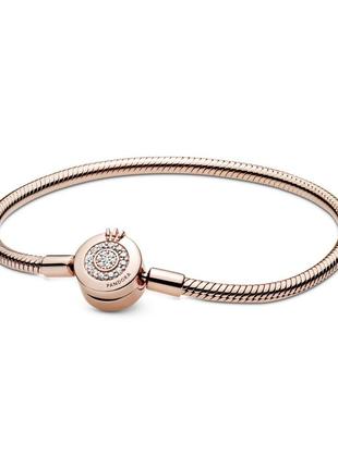 Серебряный браслет «корона» в позолоте rose