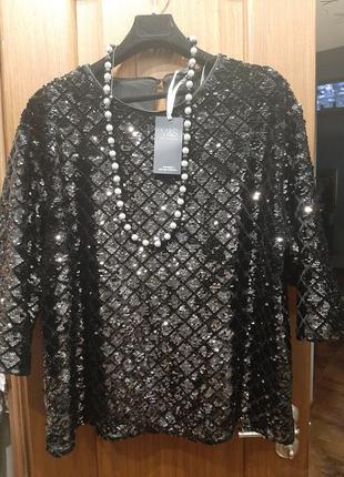 Эффектный свитшот- свитпер-блузка с паетками большой размер батал2 фото