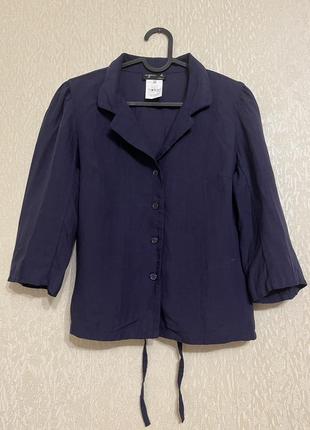 Agnes b paris преміум блуза сорочка з льону зроблена у франції темно-синя р. s
