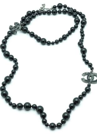 Длинное черное винтажное ожерелье сотуар, агат оникс, классический арт противень5 фото