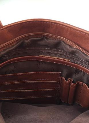 Кожаная сумка с бахромой gigi, коричневая, натуральная кожа!6 фото
