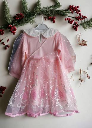 Гарна нарядна сукня з принтом холодне серце ельза з сумочкою / карнавальна святкова пишна2 фото