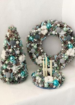 Різдвяний новорічний вінок на двері. рождественский новогодний венок на дверь