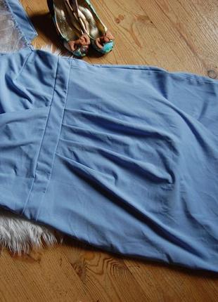 Нова!неймовірна небесно-блакитна сукня – футляр міді на запах з об'ємними рукавами органза.батал5 фото
