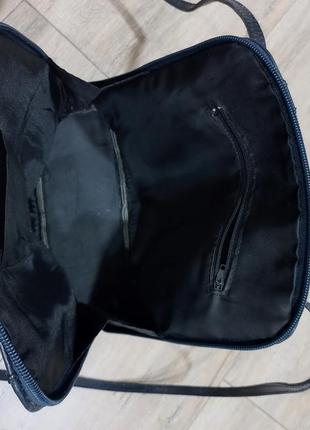 Рюкзак кожаный темно-синего цвета5 фото