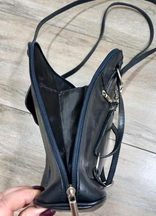 Рюкзак кожаный темно-синего цвета6 фото