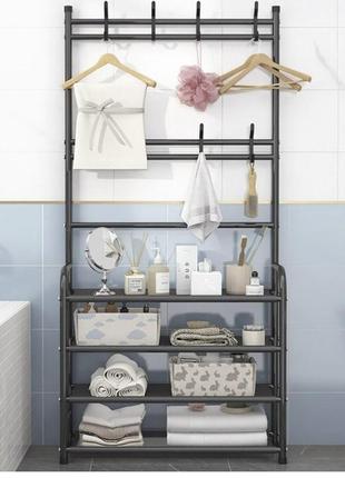 Універсальна вішалка для одягу new simple floor clothes rack size 60x29.5x151 см (чорний)4 фото