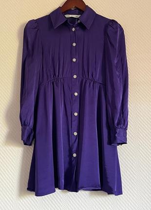 Сукня zara s міні фіолетова4 фото