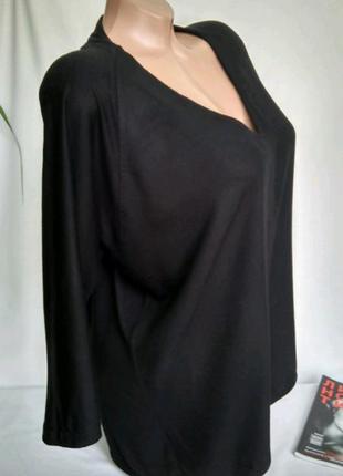 Черная комбинированная футболка, v-образная горловина, рукав 1/2, оверсайз р. s , от zara2 фото