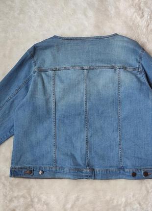 Голубая джинсовая куртка пиджак джинс деним хлопок стрейч батал джинсовка большого размера10 фото