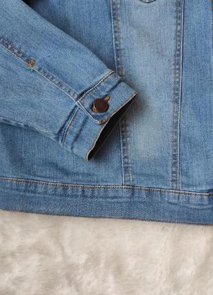 Голубая джинсовая куртка пиджак джинс деним хлопок стрейч батал джинсовка большого размера8 фото