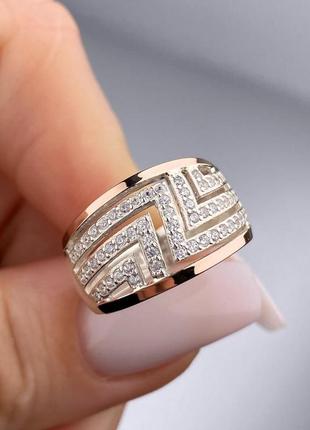 ♥️ срібний жіночій перстень 925 проби золото 375 проби куб.цирконії кольцо2 фото
