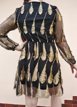 Новорічне плаття , фатин з золотим пером , святкова сукна на новий рік2 фото