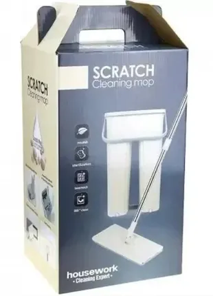 Швабра та відро велике scratch cleaning mop зі складаною ручкою та системою віджиму4 фото