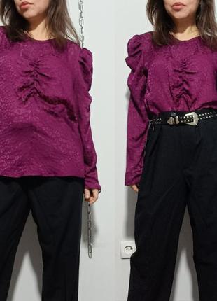Блуза с жаккардовым рисунком присборенными рукавами &other stories, 42/170/96 cm3 фото