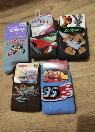 Детские носки для мальчика набор тачки маквин, литак,зверополис р.27-30 disney