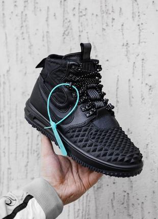 Мужские, зимние кроссовки на меху nike air force lf1 duckboot 17 black winter