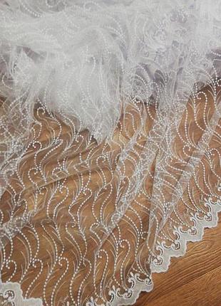 Тюль жемчужинки белая в зал, остаток 8 м