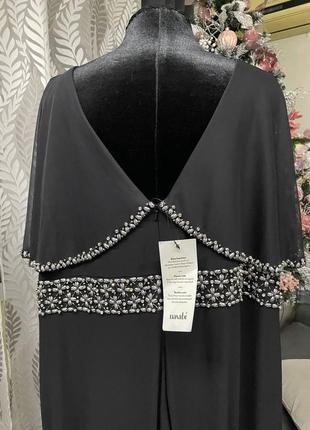 Черное длинное вечернее платье europa дорогого бренда dynasty london большого 26 размера4 фото