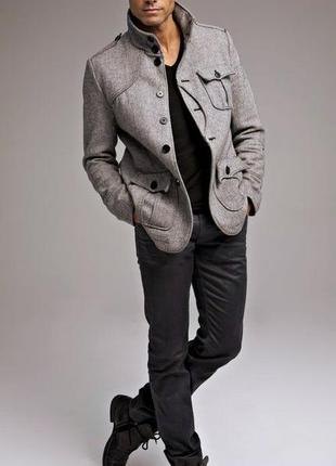 Бренд h&m оригінальне чоловіче пальто піджак з воротником стійка1 фото