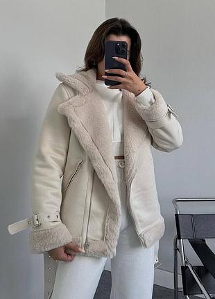 Дублянка авіатор,подовжена дублянка,тепленька дублянка,дублянка в стилі zara,дублянка з поясом,замшева дублянка