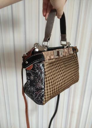 Шикарная женская маленькая кожаная сумочка genuine leather, made in italy..2 фото