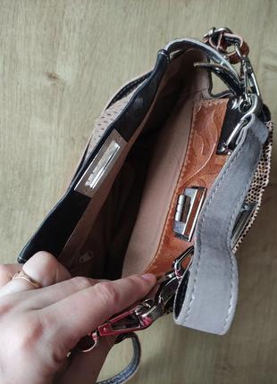 Шикарная женская маленькая кожаная сумочка genuine leather, made in italy..7 фото