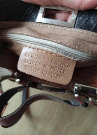 Шикарная женская маленькая кожаная сумочка genuine leather, made in italy..8 фото