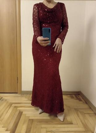 Изысканное платье расшито паетками в пол, размер 14-163 фото