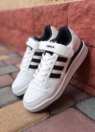 Женские кожаные кроссовки с липучкой в стиле adidas forum low  🆕 адидас форум