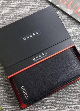 Чоловічий шкіряний гаманець на блискавці guess