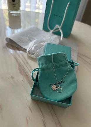 Подвеска return to tiffany mini double heart tag pendant тиффані оригинал весь комплект tiffany&co серебряная кулон бирюзовое сердечко