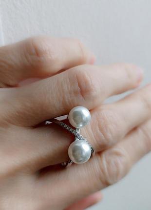 Кольцо натуральный жемчуг, серебро 925 дсту, украина5 фото