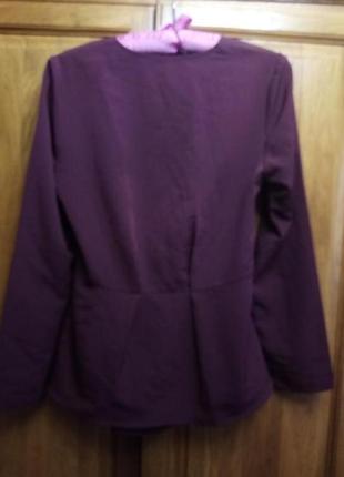 Ошатна крепдешинова блузка жакет колір марсала  на запах2 фото