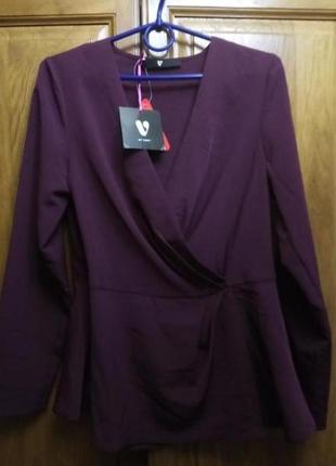 Ошатна крепдешинова блузка жакет колір марсала  на запах1 фото