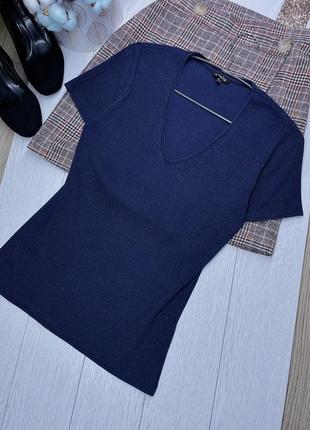 Синяя трикотажная футболка massimo dutti m футболка с люрексом футболка с вырезом