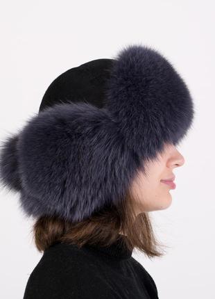 Зимова хутряна жіноча шапка ушанка з хутра піща7 фото