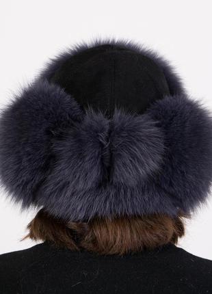 Зимова хутряна жіноча шапка ушанка з хутра піща8 фото