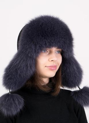Зимова хутряна жіноча шапка ушанка з хутра піща2 фото