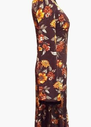 Piu & piu италия винтажное платье миди стречевое коричневое с цветочным рисунком4 фото