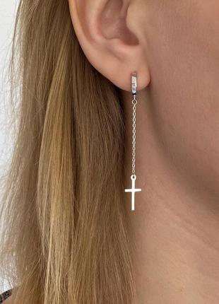 Серебряные серьги крестики 925 пробы покрытия родины