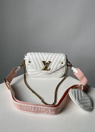 Женская сумка louis vuitton new wave multi pochette bag white/gold9 фото