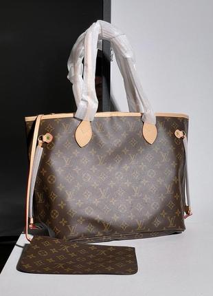 Женская сумка louis vuitton neverfull mm monogram canvas4 фото