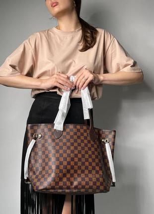 Женская сумка louis vuitton neverfull mm damier ebene4 фото