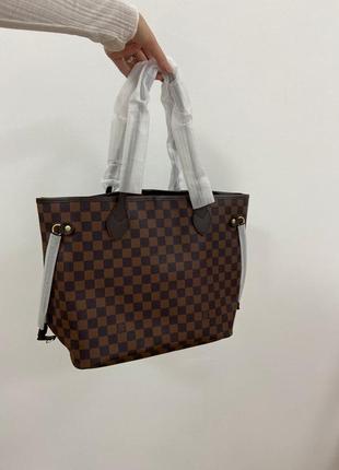 Женская сумка louis vuitton neverfull mm damier ebene1 фото